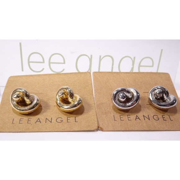 Neiman Marcus Lee Angel Women's LOVE KNOT Earrings Siver GOLD NWT 98 ea Set 2 - Picture 7 of 7